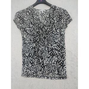 Chaus New York Women's Size M Black White Hippie Trippy Geometric Top Blouse Y2k